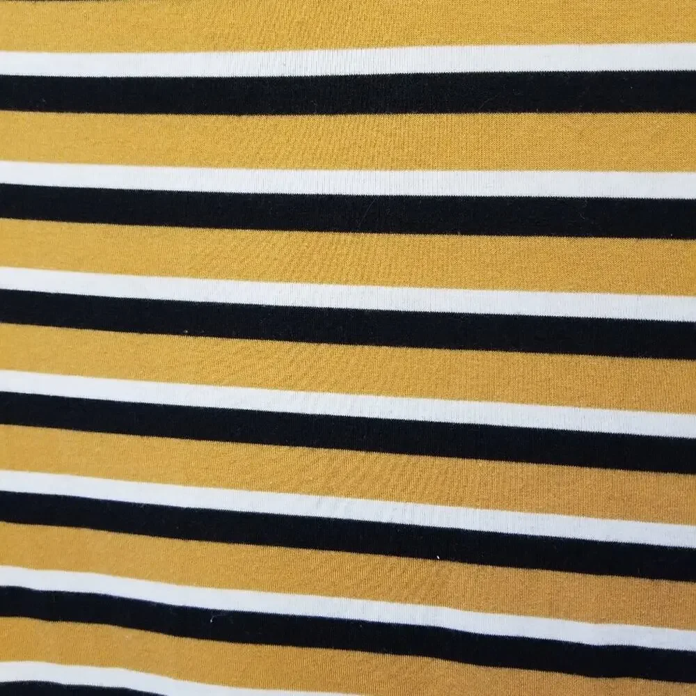 Revamped Girls T-Shirt Casual Dress Gold and‎ Black Striped Comfortable Size M